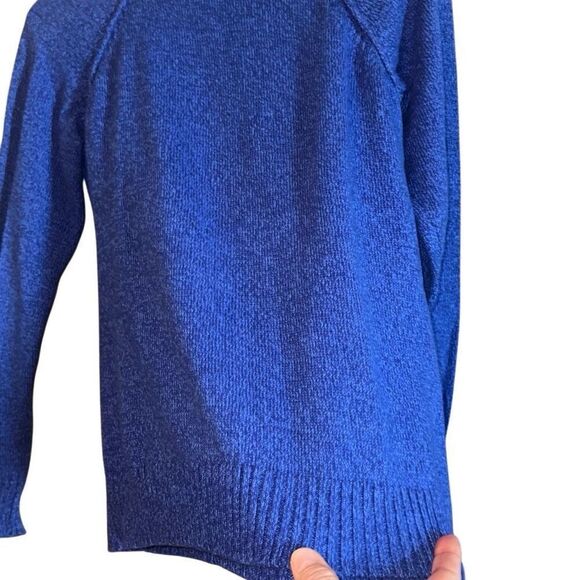 Karen Scott Blue Turtle Neck Raglan Sleeve Cotton Pullover Sweater Ladies Small - Picture 8 of 10